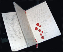 Le document original de la première Convention de Genève en 1864 était conçu pour fournir des soins aux soldats blessés.